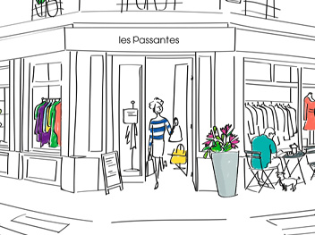 clarabee illustre la boutique des Passantes (Paris)